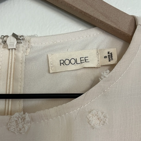 ROOLEE LS Embossed Swiss Dot Chiffon Midi Dress, Beige/Cream - Picture 3 of 10